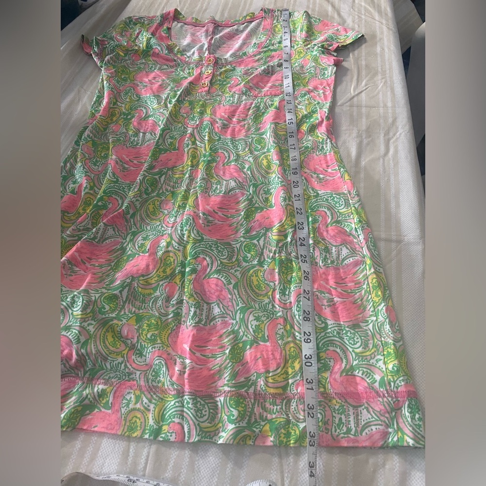 Lilly Pulitzer Britton Hotwings Flamingo Print Short Sleeve Henley dress - Picture 6 of 7